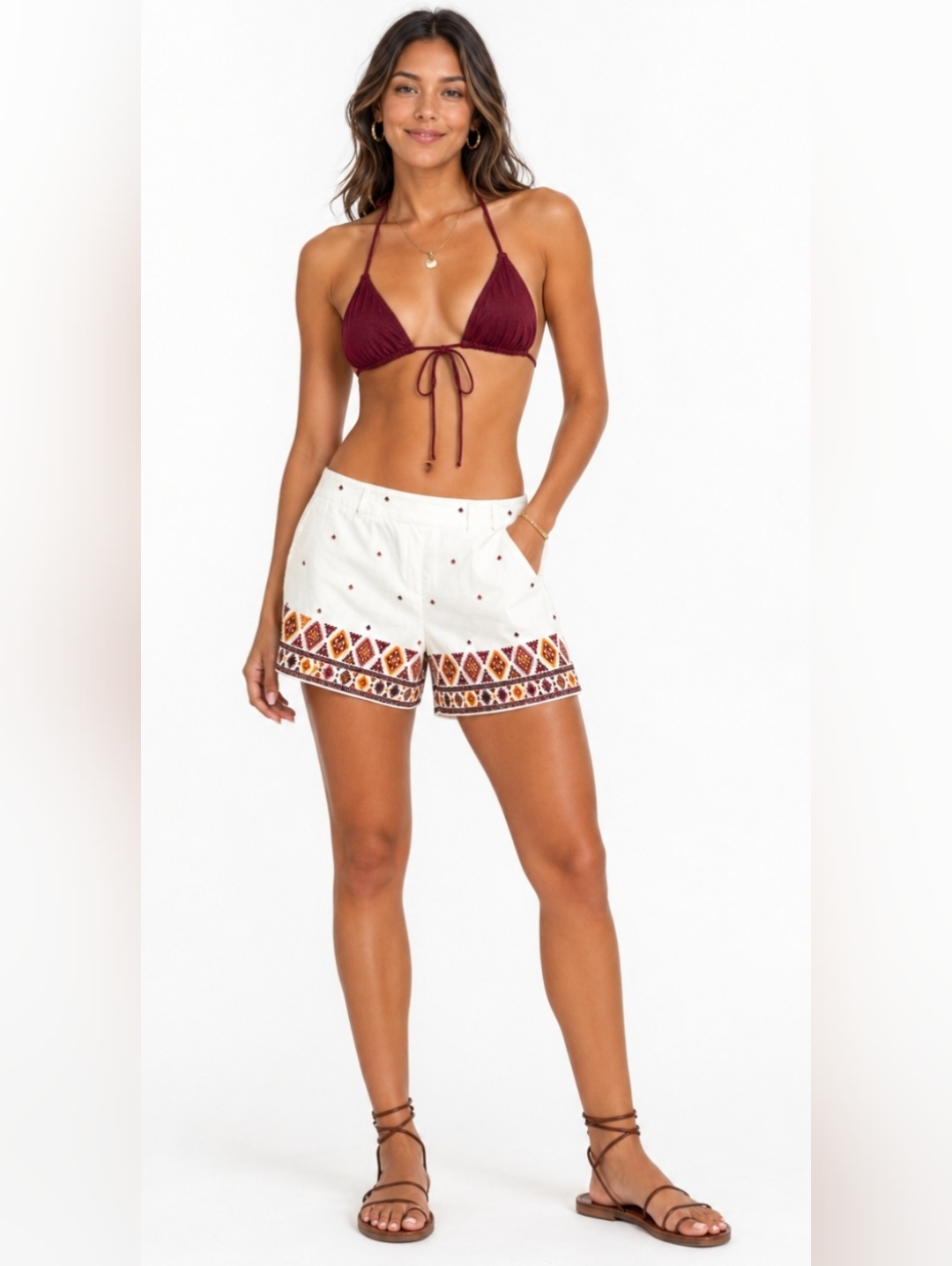 Loft Boho White With Embroidery Shorts